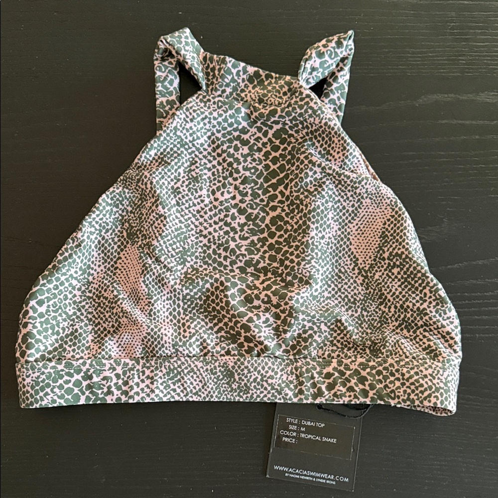 Acacia Swimwear Snake High Neck Bikini Top NWT M
